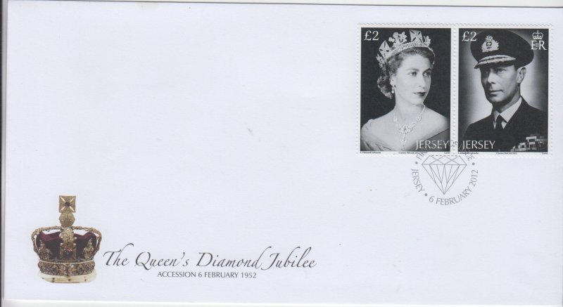 Jersey 2012, 'Diamond Jubilee' , set of 2. , on FDC