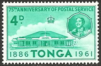 Tonga 116 MNH 1961 4p 75th Anniv. of Postal Service