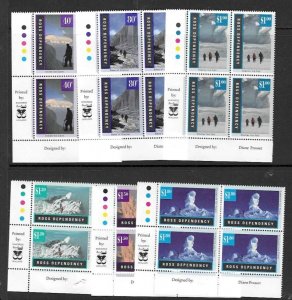 ROSS DEPENDENCY SG38/43 1996 LANDSCAPES IN BLOCKS OF 4 MNH