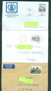 Finland.  3 Postal Used Covers. 1991-1992- (1993. WWF ). Adr: Sweden- Lithuania