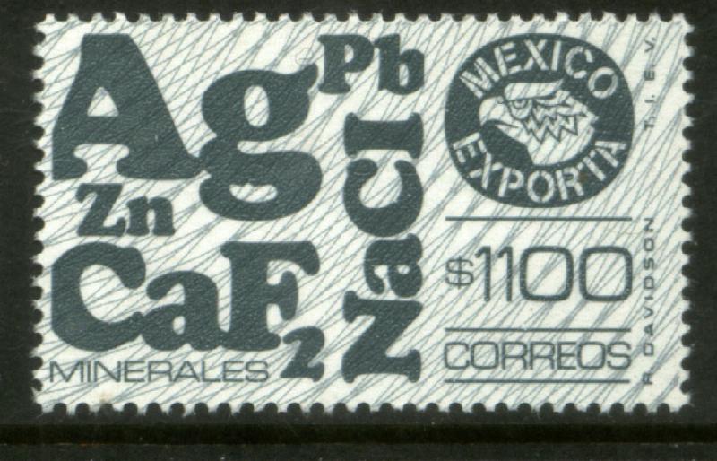 MEXICO Exporta 1589, $1100P Minerals w/Burelage Paper 10 MINT, NH. VF.