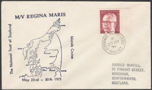 GB GERMANY 1971 M/V Regina Maris ship cover STORNOWAY PAQUEBOT cds..........Q130