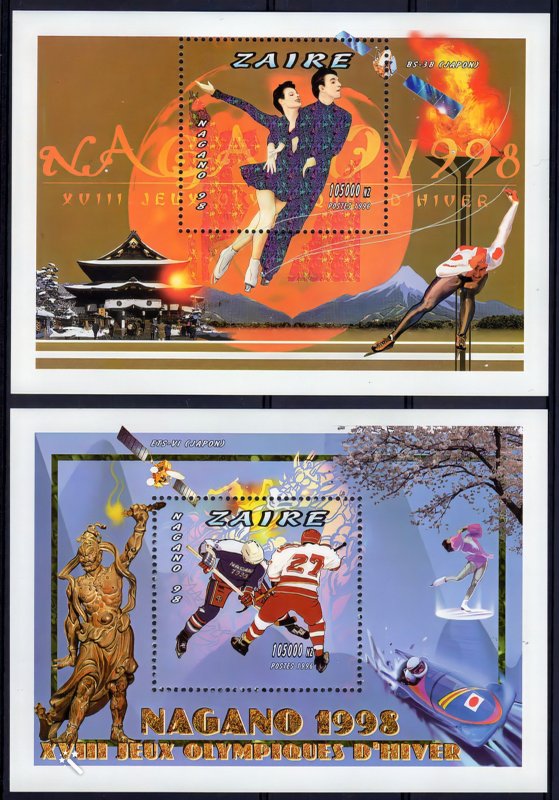 Zaire (Congo) 1996 Nagano Winter Olympics/Space  2 S/S MNH Mi# 69/70A