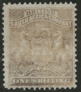 Rhodesia, (Bristish South Africa) Scott 9 MH* 1890 CV$50 faded Gray Brown color