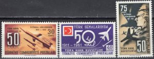 Turkey 1961: Sc. # 1515-1517 MNH Cpl. Set