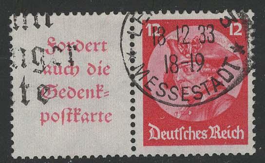 Germany Scott # 399, label A4, used, se-tenant, Mi# W45