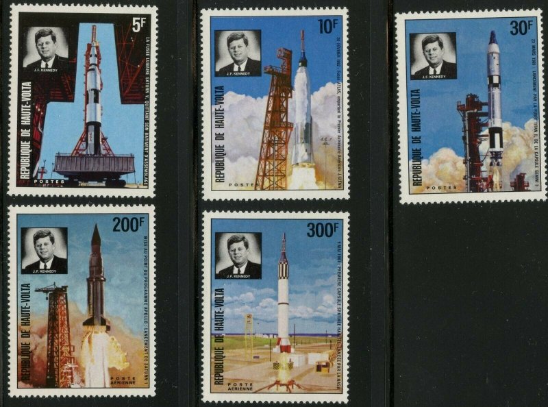 BURKINO FASO Sc#298-300, C167-168 1973 J. F. Kennedy-Space Complete OG MNH