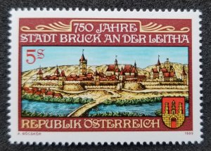 *FREE SHIP Austria 750 Years Bruck An Der Leitha City 1989 River (stamp) MNH