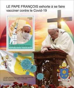 Togo - 2021 Pope Francis & Pandemic - Stamp Souvenir Sheet - TG210423b