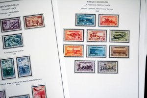 COLOR PRINTED FRENCH MOROCCO 1891-1955 STAMP ALBUM PAGES (46 illustrated pages)