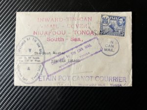 1938 Fiji Tin Can Canoe Mail Cover to Niuafoou Tonga