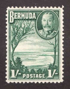 1936 Bermuda Sc# 113 - 1sh  KGV, Grape Bay Nature Scene  - MH stamp Cv$19