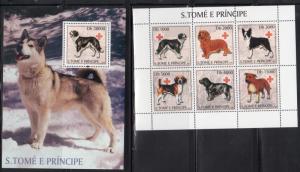 St Thomas & Principe 1477-8 Dogs Mint NH