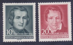 Germany DDR 284-85 MNH OG 1956 Heinrich Heine Poet Cent of Death Set VF