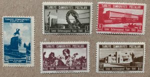 Turkey 1941 Izmir International Fair, MNH. Scott 864-868 short set, CV $5.45