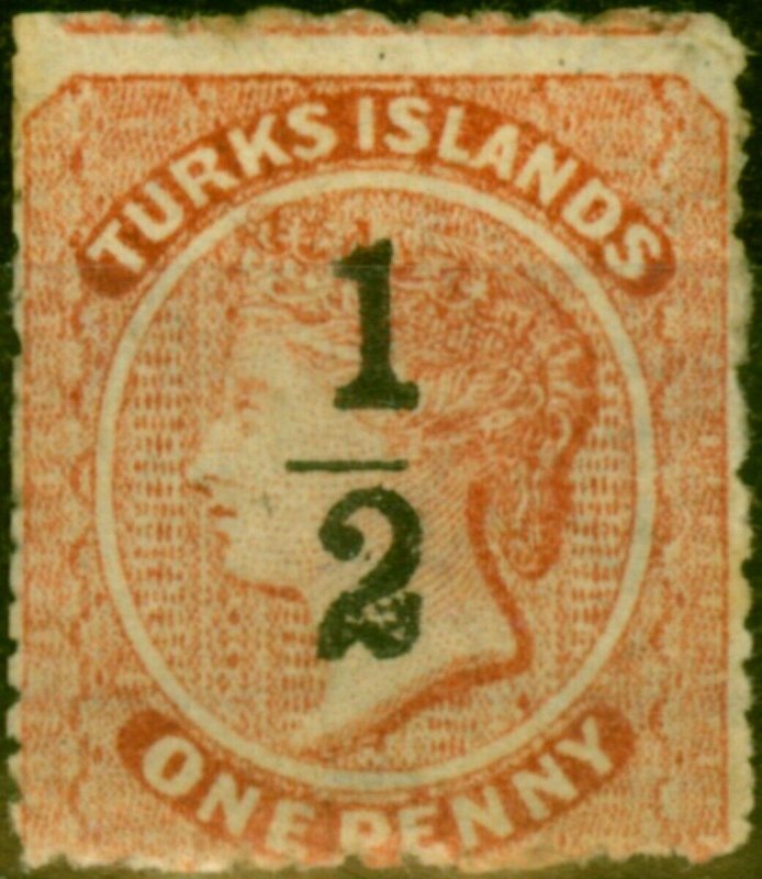 Turks Islands 1881 1/2 on 1d Dull Red SG17 Ave Mtd Mint