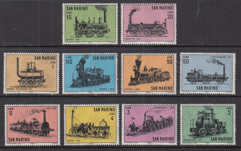 San Marino 594-603 Trains MNH VF