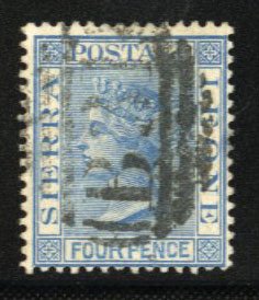 Sierra Leone #30 Cat$33.60, 1884 4p blue, used