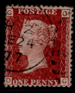 GB QV SG44, 1d lake-red PLATE 194, FINE USED. Cat £10. CDS OG 