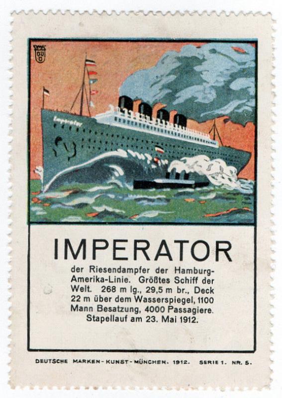 (I.B) Germany Cinderella : Steamship Label Series 5 (Imperator)