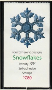 2006 Holiday Snowflakes Sc BK303 sealed 39c booklet of 20 plate no. S1111