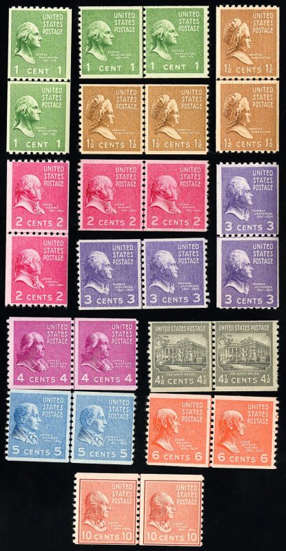 US Stamps # 839-51 MNH F Line Pairs Set