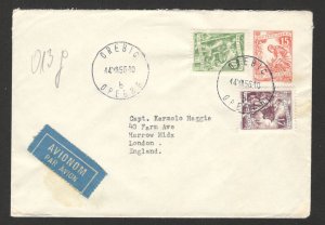 CROATIA - YUGOSLAVIA TO ENGLAND - GB - AIRMAIL COVER - OREBIC TO LONDON - 1956.