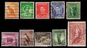 1937-46 AUSTRALIA #166-67, 169-75 & 177 - USED - VF - CV$33.35 (ESP#2024)