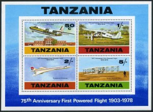 Tanzania 120a sheet,MNH.Mi Bl.16. First Powered Flight,75th Ann.1978.Fokker,