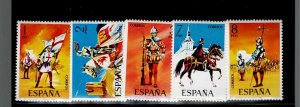 Spain Scott #1766-70, Singles 1973 Complete FVF MNH