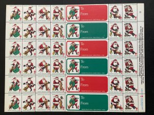 1982 Sheet of American Lung Association Christmas Seals with Santa