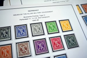 COLOR PRINTED OCCUPIED GERMANY 1945-1949 STAMP ALBUM PAGES (50 illustr. pages)