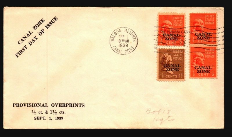 Canal Zone SC# 118 (x3) & 119 FDC / Simple Cachet - L1575