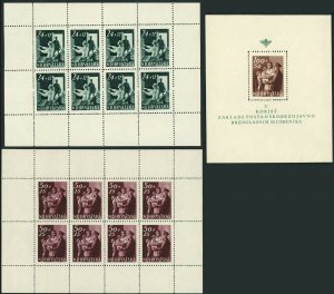 CROATIA #B79-B81 Semi Postal Stamps Postage Sheet Collection WWII 1945 MNH OG 