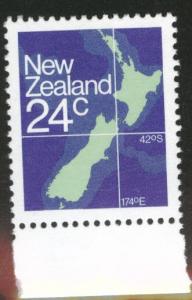 New Zealand Scott 649a p13x12.5 MNH** Map stamp  1982