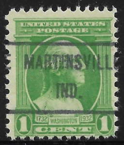 IN Precancels: Martinsville 471; Better Type CV $3; 1c 1932 Wash. Bicent. #705