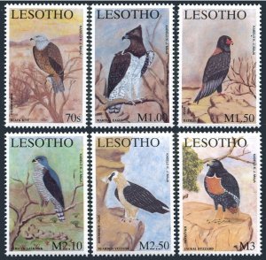 Lesotho 1294-1299, MNH. Birds of prey 2001. Black kite, Eagle, Bateleur, Goshawk