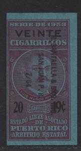 $US/Puerto Rico 1953 Cigarette Revenue 20 @ 19c