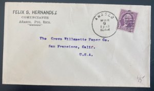 1933 Añasco Puerto Rico Commercial Cover To San Francisco CA Usa