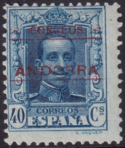 Andorra Spanish 1928 Sc 8 MH* overprint variety