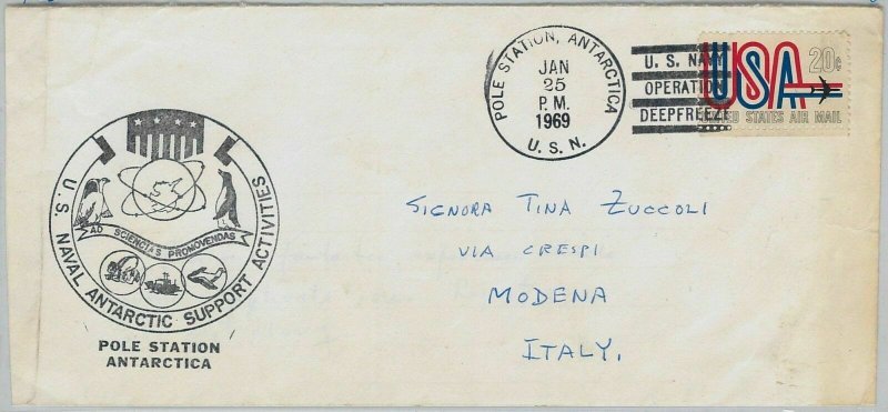 big033 - USA - POSTAL HISTORY - COVER to ITALY 1969 POLAR STATION ANTARCTICA-