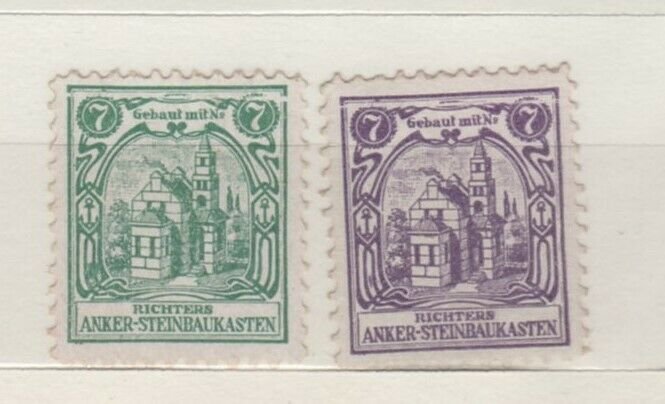 Germany- Advertising Stamp Richter's Steinbau Kasten (Building Blocks) Lot of 2