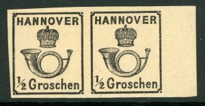 Germany 1860 Hannover ½ Groschen Scott #18 Margin Pair Rose Gum MNH G168