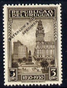 Uruguay 1930 Centenary of Independence 3c Montevideo Prin...