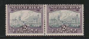 SOUTH AFRICA 1933 UNION BUILDING 2D PAIR HYPHENATED GREY AND DULL PURPLE