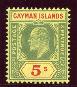 Cayman Islands 1907 KEVII 5s green & red/yellow superb MNH. SG 32. Sc 28.