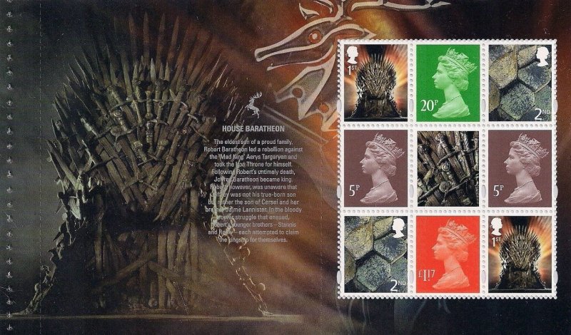 Great Britain 2018 - The Game of Thrones - MNH Pane From Prestige BKlt # 3689a