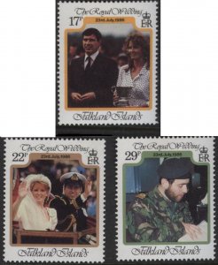 Falkland Islands 454-456 (mnh set of 3) Wedding of Prince Andrew (1986)