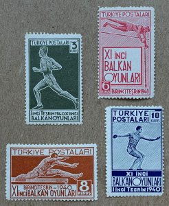 Turkey 1940 Balkan Olympics, MNH. Scott 855-858, CV $22.75