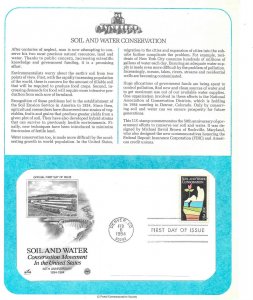 1984 Soil and Water Conservation 50th Anniversary Sc 2074 FDC Info Page PCS